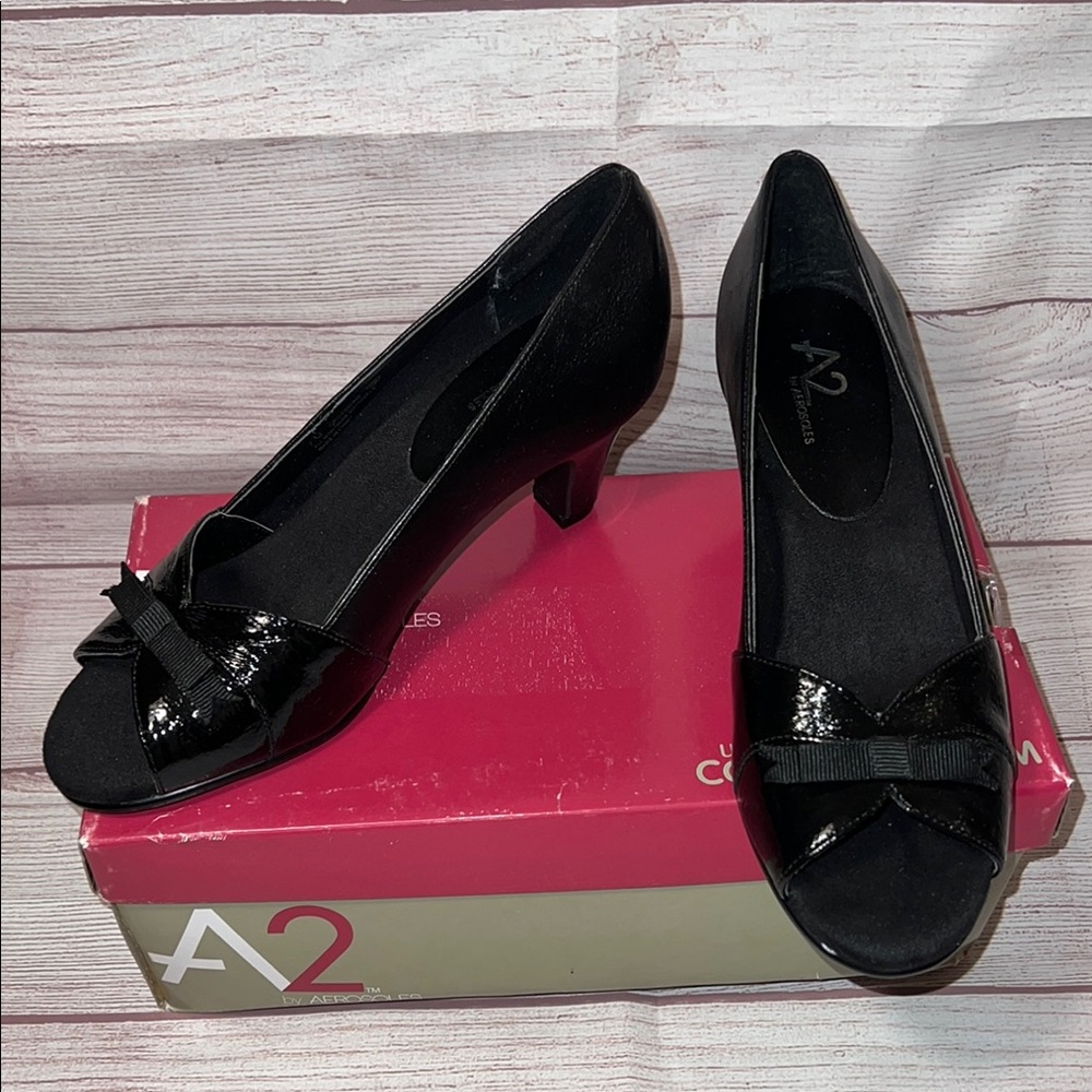 A2 By Aerosoles Peep toe Black Classic Heels Sz 7